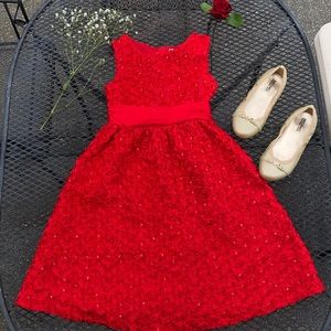SOLD NWOT Rare Editions Girls Red Rose Dress